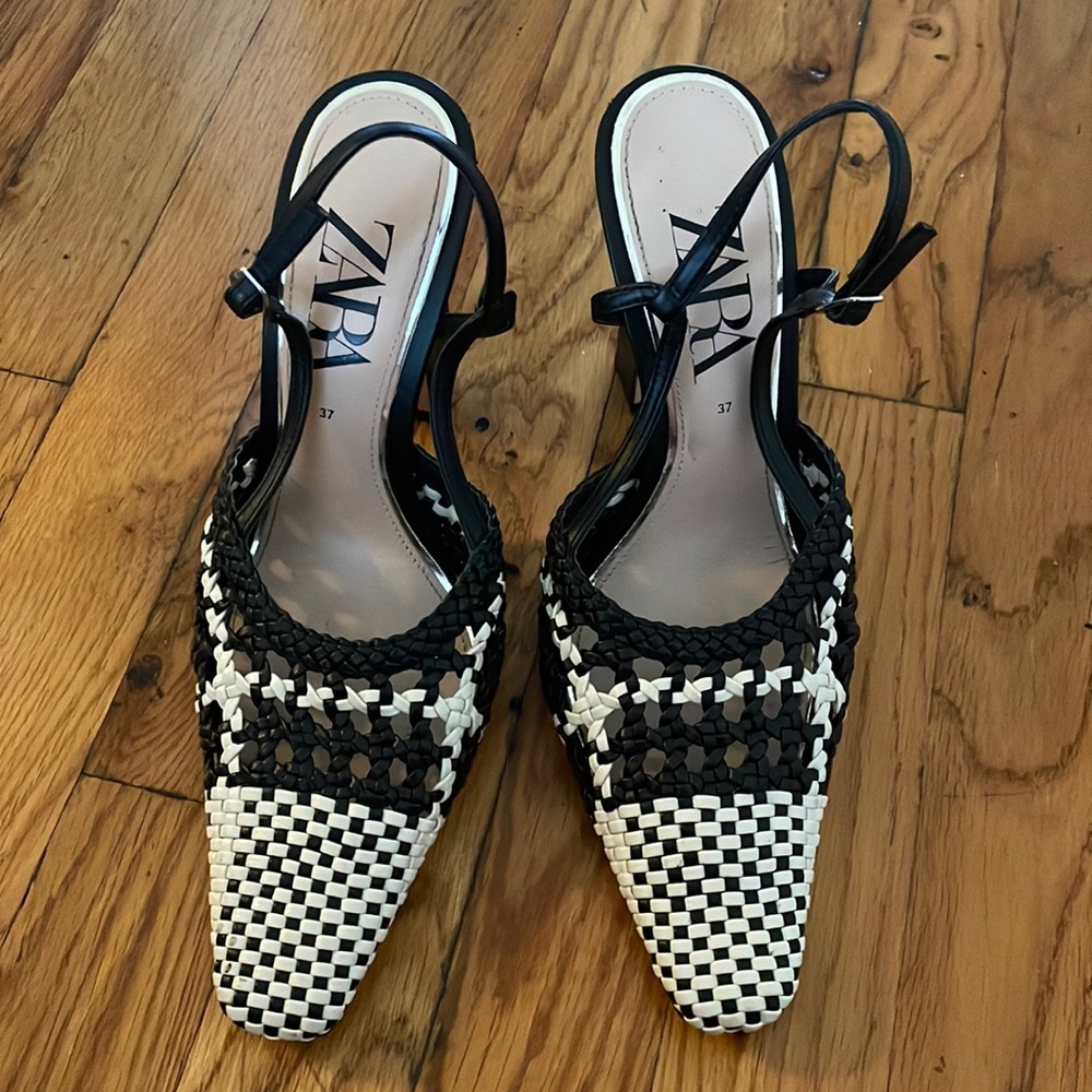 Zara black and white high heels